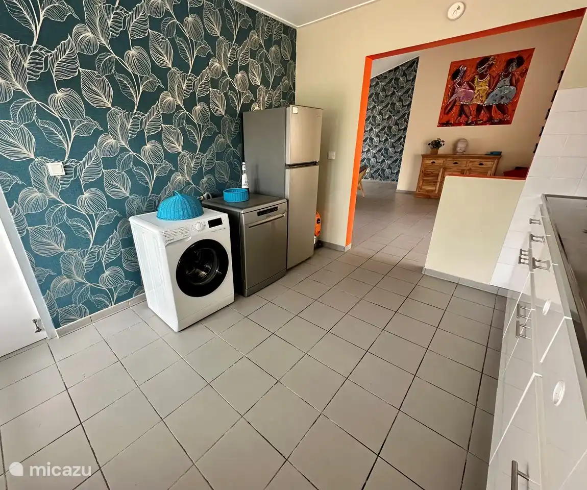 Il y a une machine à laver, un lave-vaisselle et bien sûr un combiné réfrigérateur/congélateur.