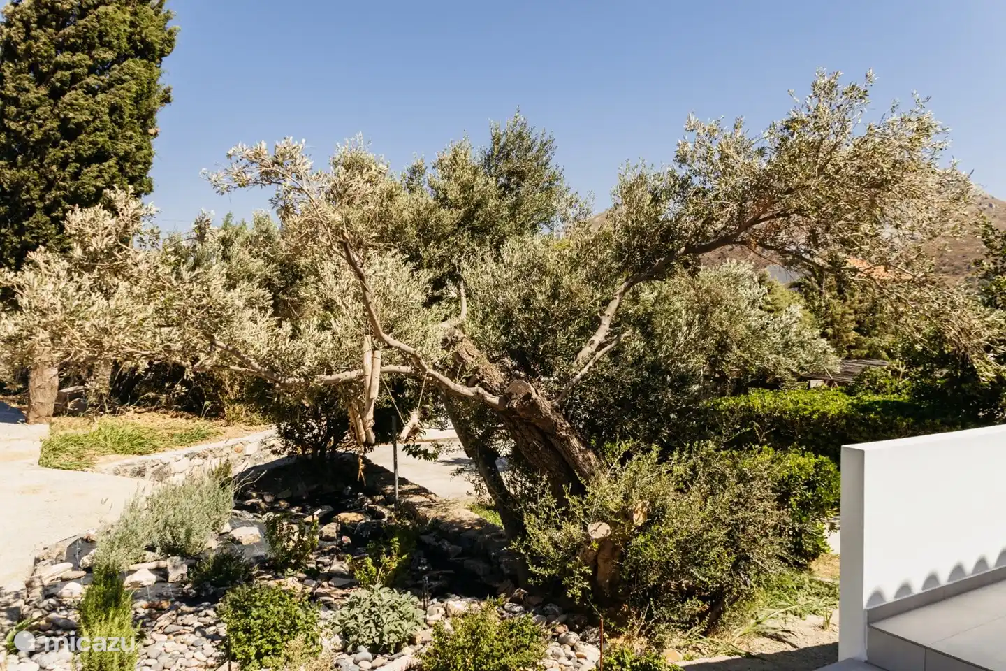 Der Kräutergarten an der Vorderseite des Hauses, wo es auch 2 Stühle gibt und Sie im Schatten sitzen können