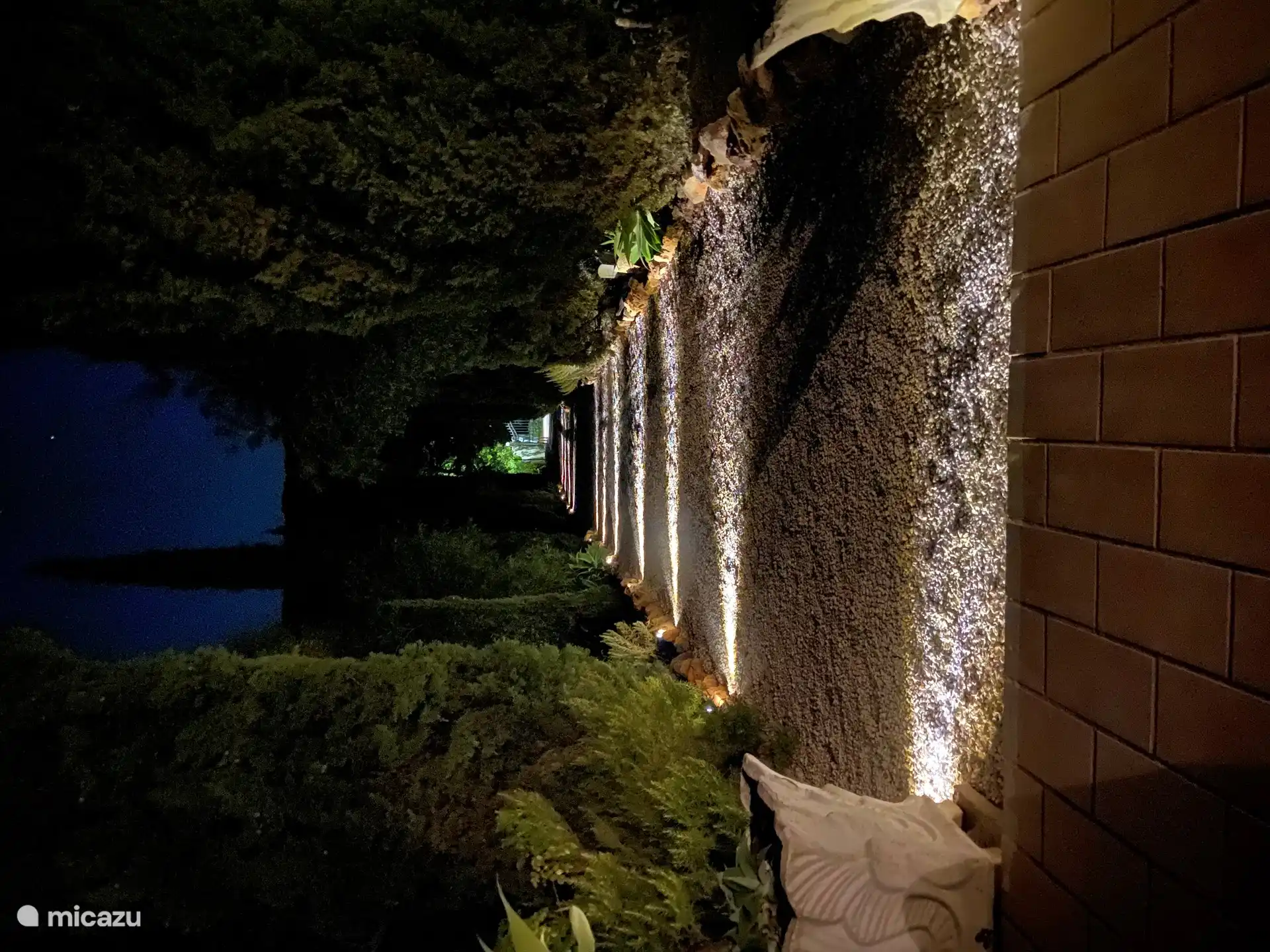 Driveway with lights (seen from the house to the road)