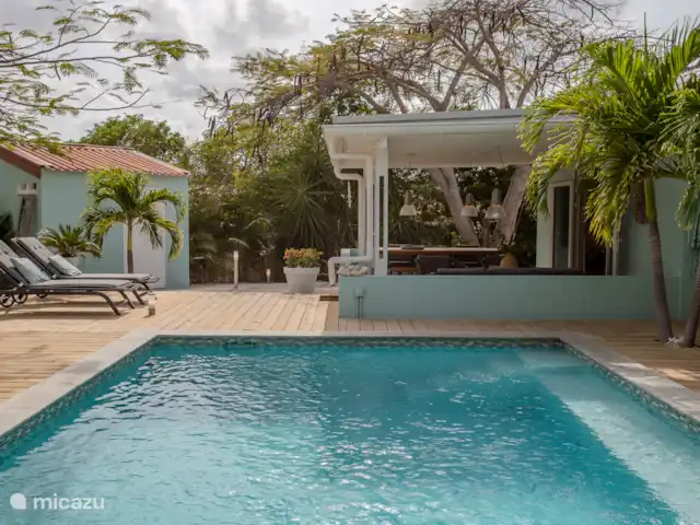Paradis tropical avec piscine privée | Curaçao, Banda Abou (ouest), Big Mountain - bungalow La piscine privée mesure 4 x 6 mètres et dispose d’un banc sous-marin