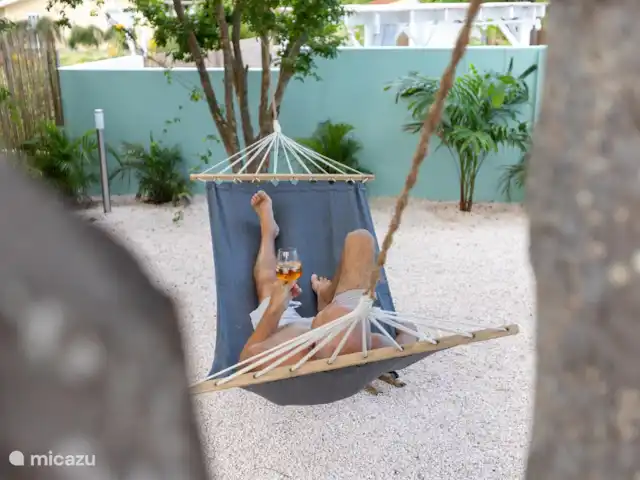 Paradis tropical avec piscine privée | Curaçao, Banda Abou (ouest), Big Mountain - bungalow Détendez-vous dans le hamac sous le feuillage du Flamboyant