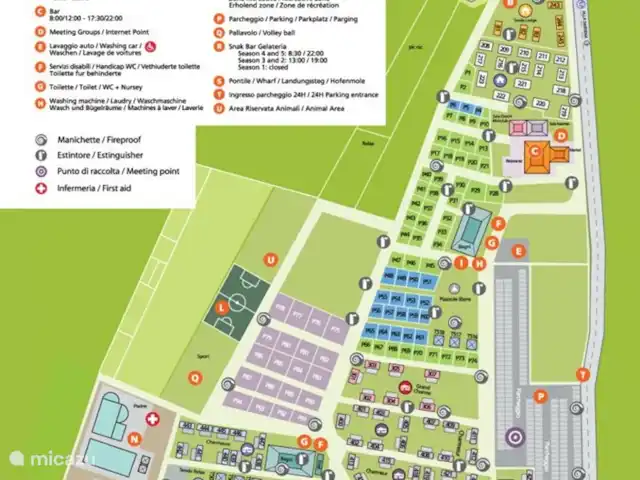 Chalet 6 personnes | Camping Rivière | Italie, Ligurie, Ameglia - chalet Plan du camping
