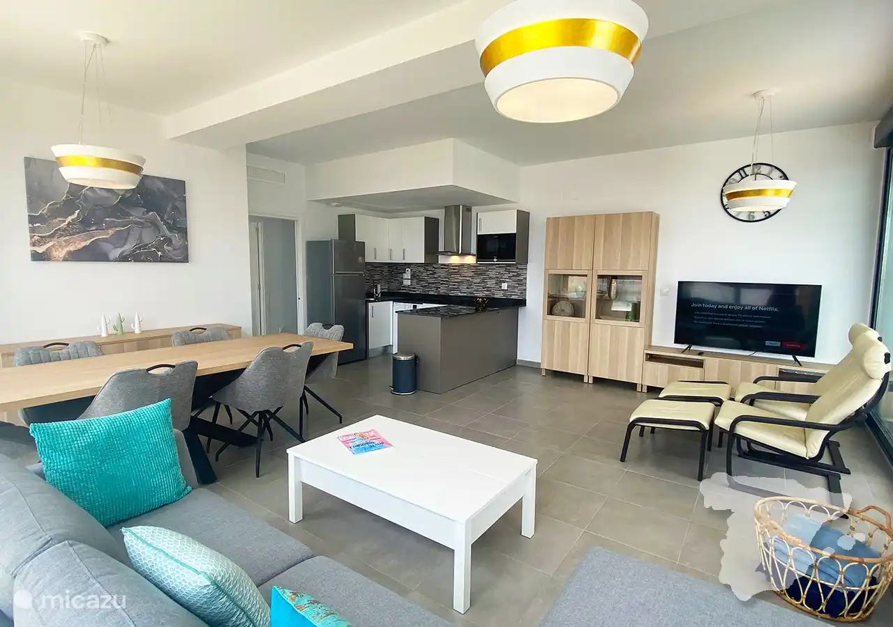 living room with open kitchen