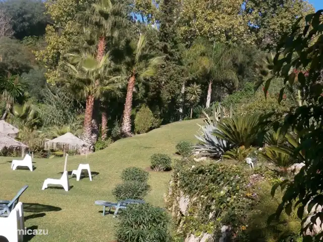 Torreblanca | Espagne, Costa del Sol, Fuengirola - appartement Le jardin avec parasols et chaises de jardin