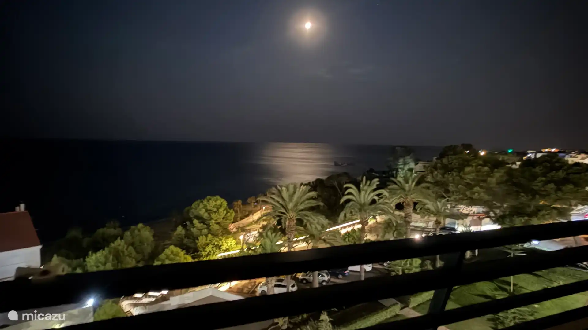 View from terrace in the evening with full moon of