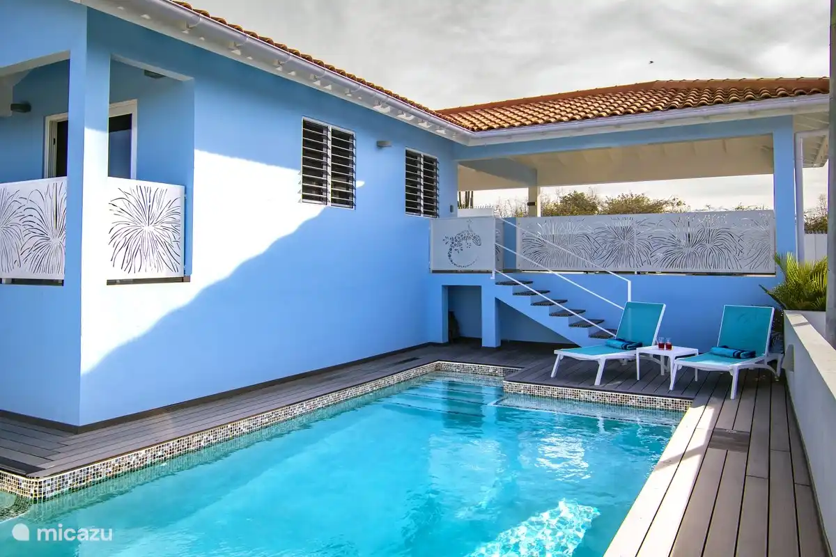 Privé zwembad van 7 bij 3,80 meter. Maximale diepte 1,70 meter.