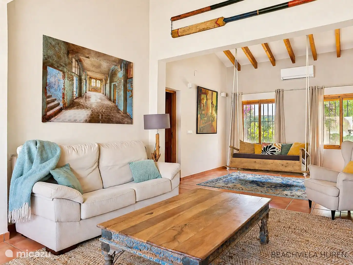 Living room with high ceiling