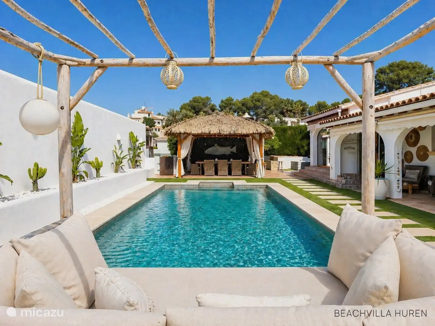 Lounge bed overlooking the pool