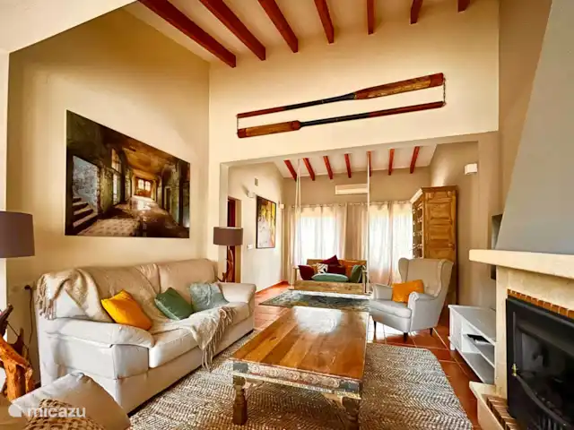Luxury Lounge Villa Moraira Beach huren in Spanje, Costa Blanca, Moraira - villa Prachtige riante woonkamer met gashaard.