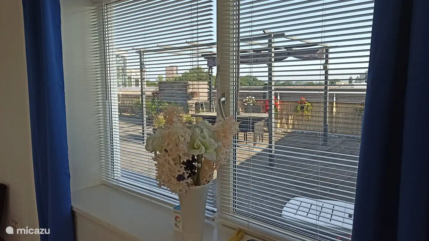 Vue de la chambre principale à la terrasse sur le toit