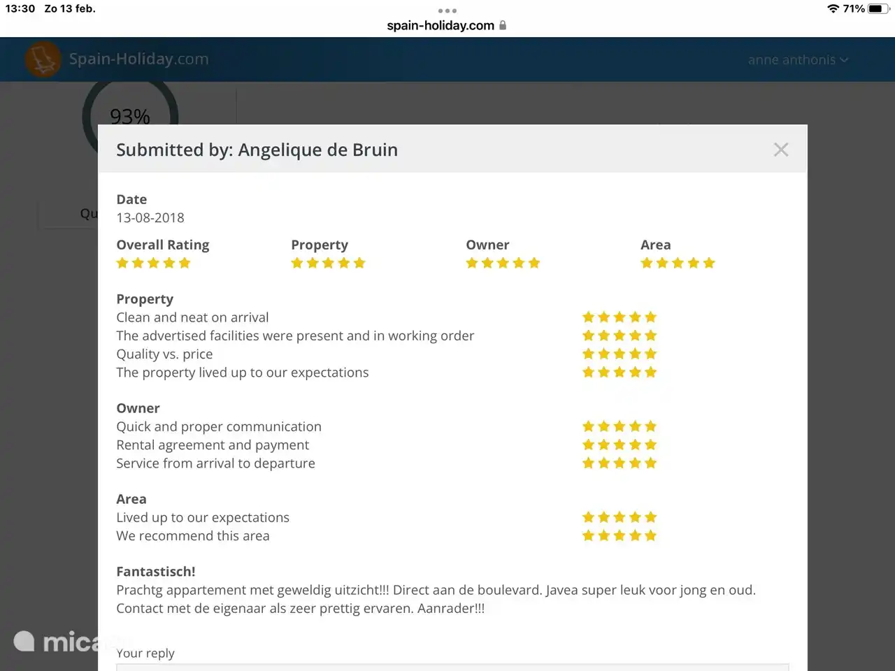 Überprüfung des niederländischen Mieters