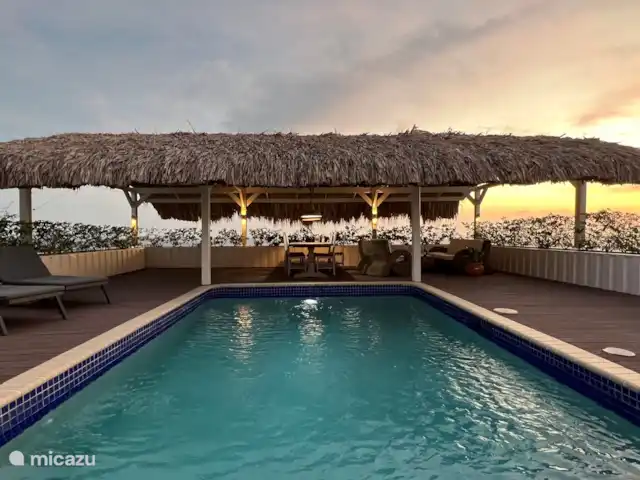Villa Palapa View en Curazao, Bandabou (oeste), Coral Estate, Rif St.Marie - villa Cubierta de la piscina