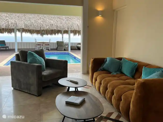 Villa Palapa View en Curazao, Bandabou (oeste), Coral Estate, Rif St.Marie - villa zona de estar interior
