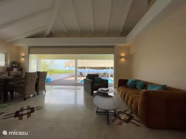 Villa Palapa View en Curazao, Bandabou (oeste), Coral Estate, Rif St.Marie - villa Salón con cocina abierta