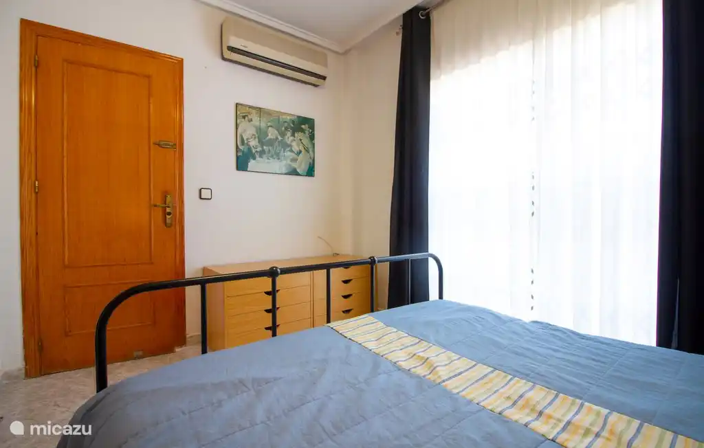 The bedroom has a sliding door that takes you directly to the patio or through the door of course. For the bicycles the best passage from the patio.