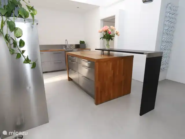 Centre des monuments nationaux Harlingen | Pays-Bas, Frise, Harlingen - maison de ville Cuisine avec lave-vaisselle, grand réfrigérateur, congélateur, cuisinière et micro-ondes combiné