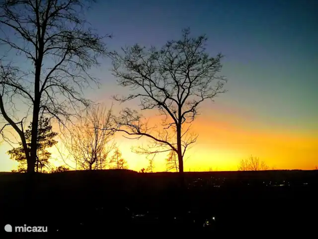 Location de Vacances Allemagne, Sauerland, Husen - Lichtenau, bungalow - Chalet Dalzicht Coucher de soleil depuis la terrasse