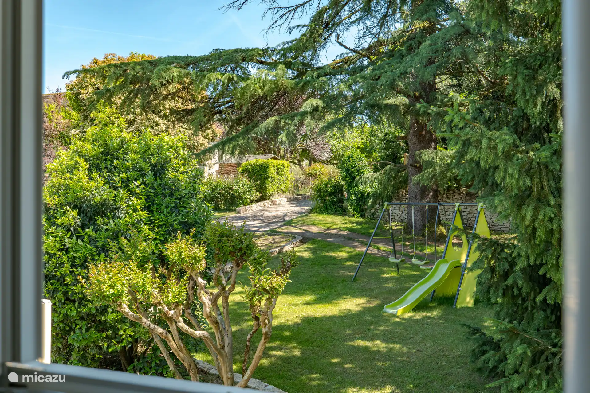 The large garden with play equipment