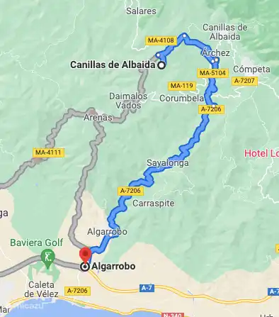 We prefer this route from the highway. Via Velez-Malaga can also be useful, then you can stop at the lidl. The picture shows that you can get to the house in different ways.