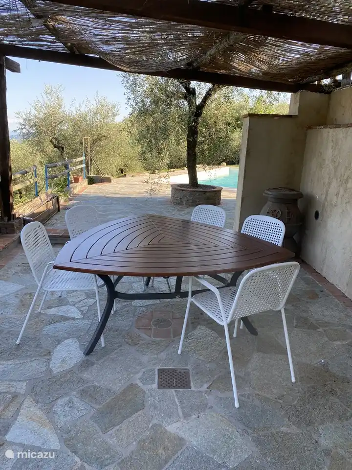 The terrace next to the pool