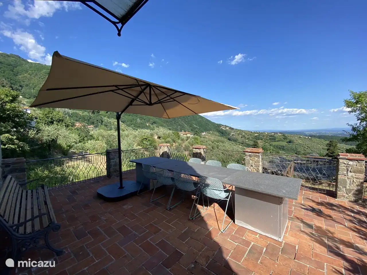 The terrace in front of the house.