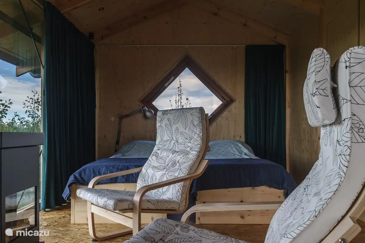 comfortable chairs, with a heater for the cold evenings