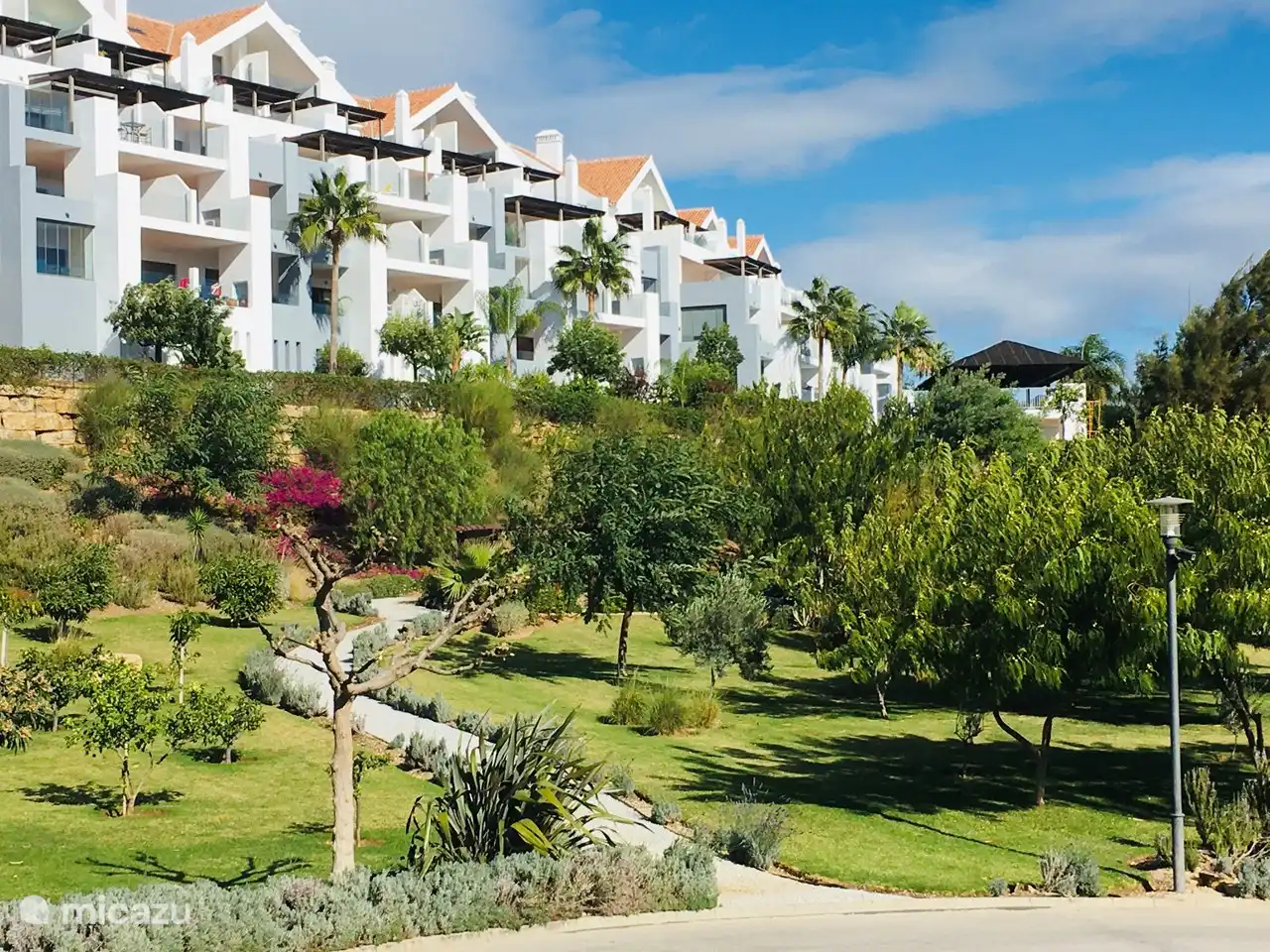 El jard&#237;n comunitario debajo de la terraza.