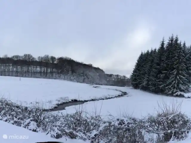 Le Chat Noir en Francia, Nièvre, Ouroux-en-Morvan - casa rural / cabaña Buscando huellas de animales en la nieve...