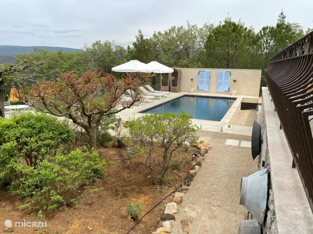 Location de Vacances France, Vaucluse, Roussillon, maison de vacances - Les Garances Jardin printanier au bord de la piscine