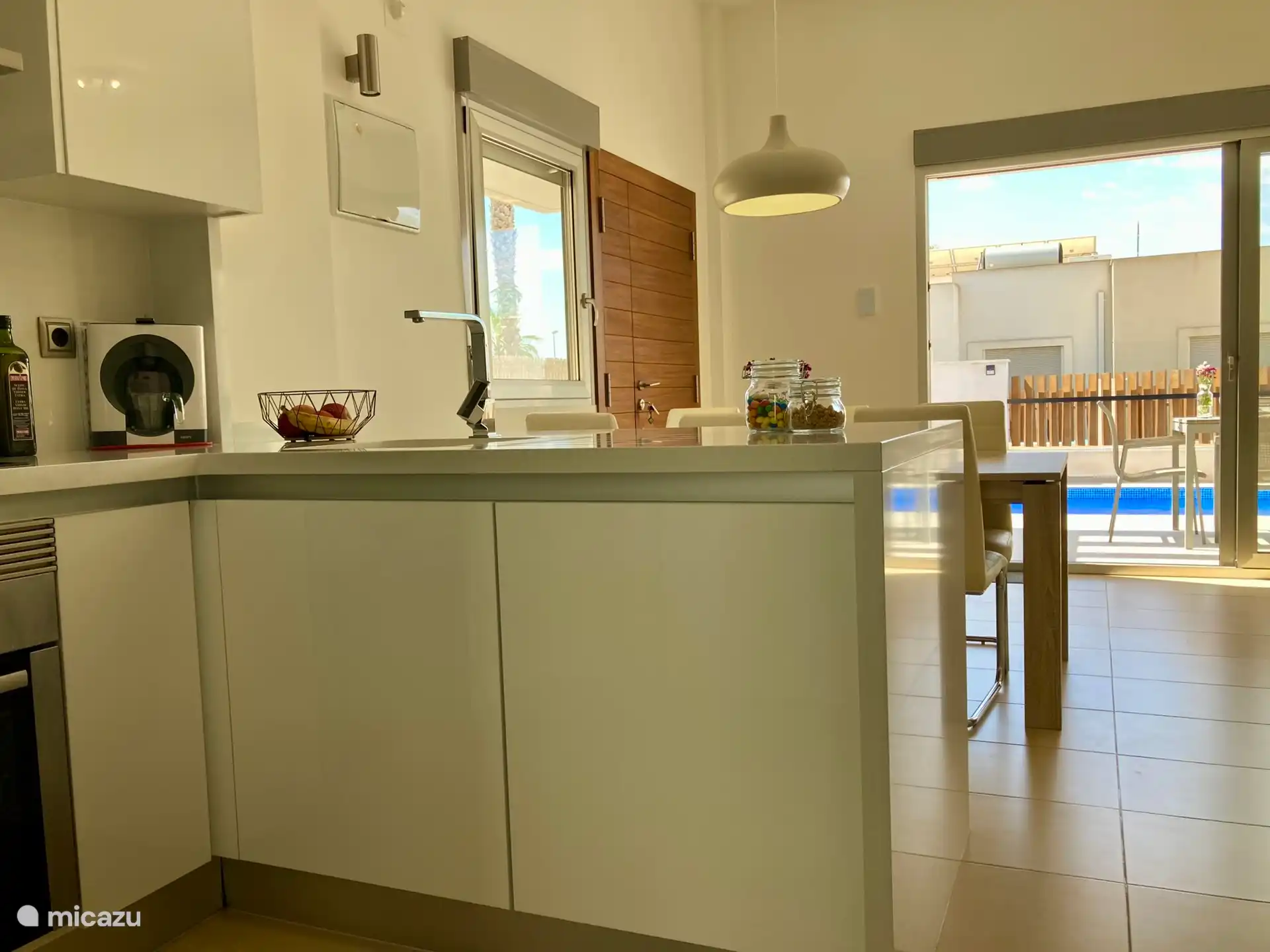 Kitchen overlooking the pool