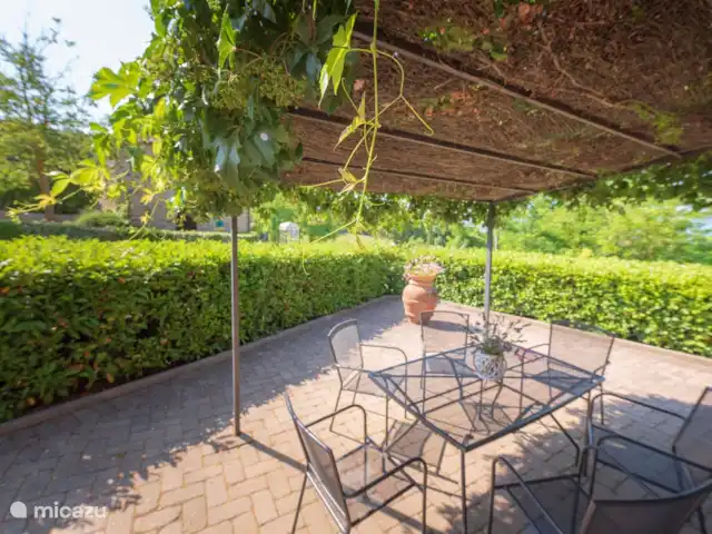 Apartamento Mandorlo - Podere Monti en Italia, Toscana, Casole d'Elsa - casa vacacional Patio con mesa Apartamento Mandorlo - Monti 1824