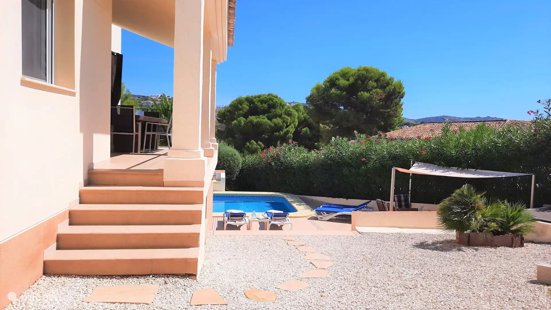 Stairs to the pool from the terrace