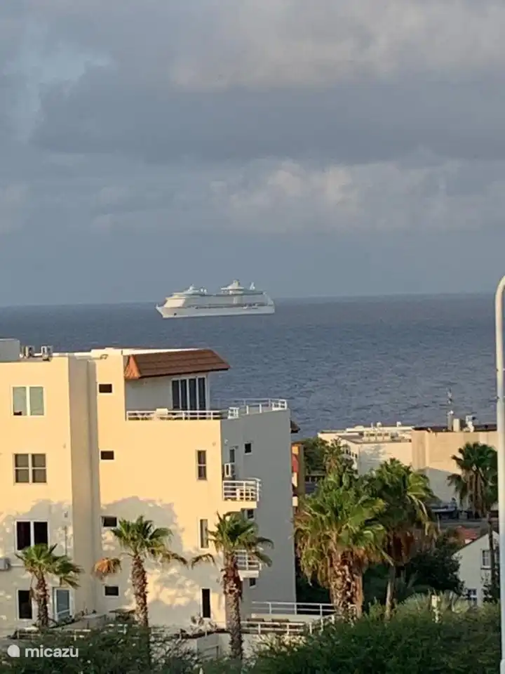 From the patio, master bedroom and balcony you have a beautiful view over the sea and you can see the cruise ships arriving and departing.