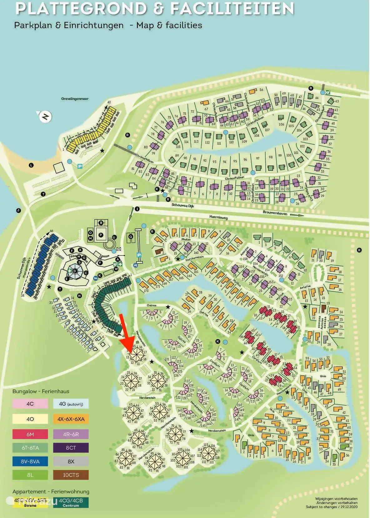 Hier ligt De Schelp, vlak bij het Grevelingen meer (zie rode pijl)