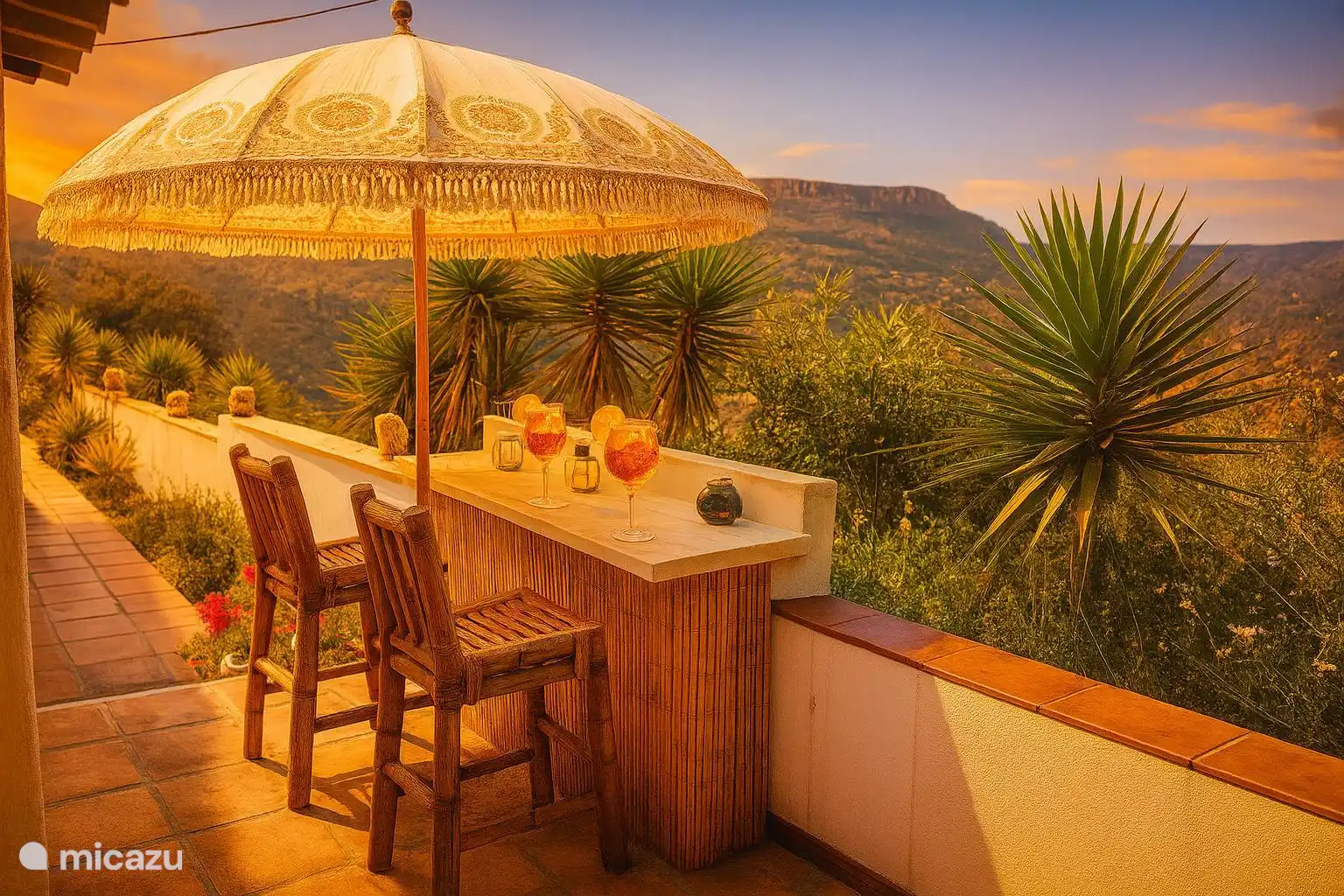 Genießen Sie den Sonnenuntergang und die schöne Aussicht.