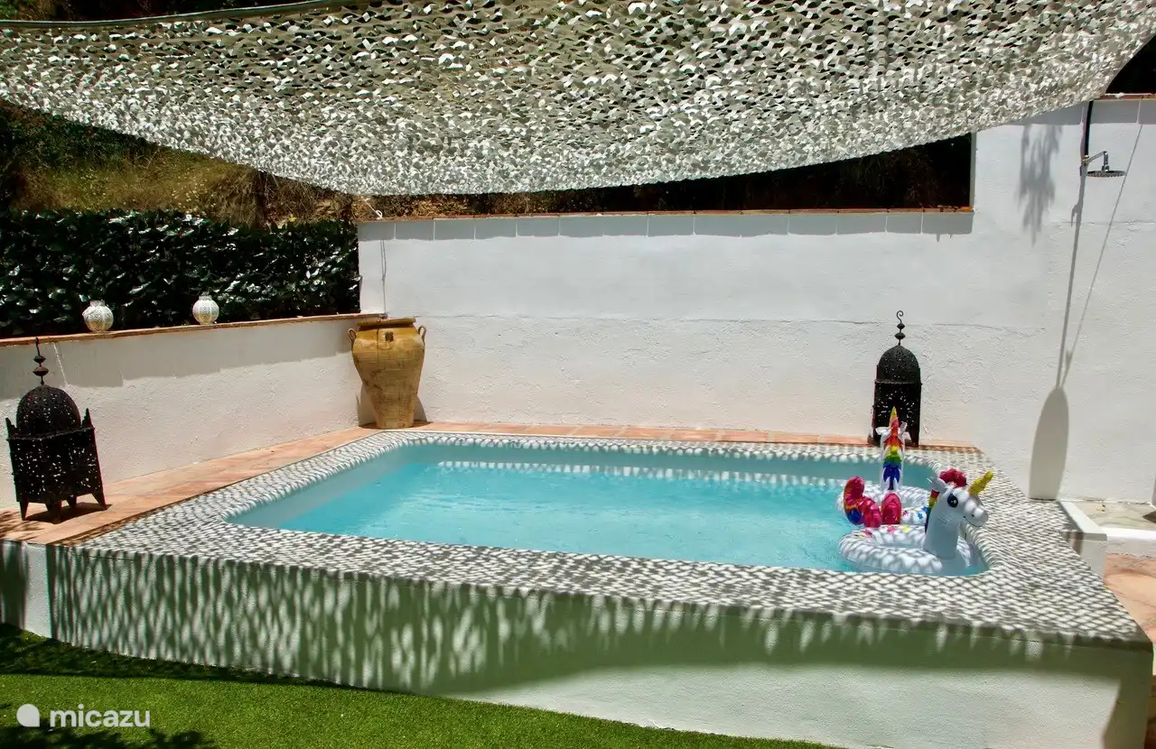 Schöner privater Lounge-Pool und Dusche.