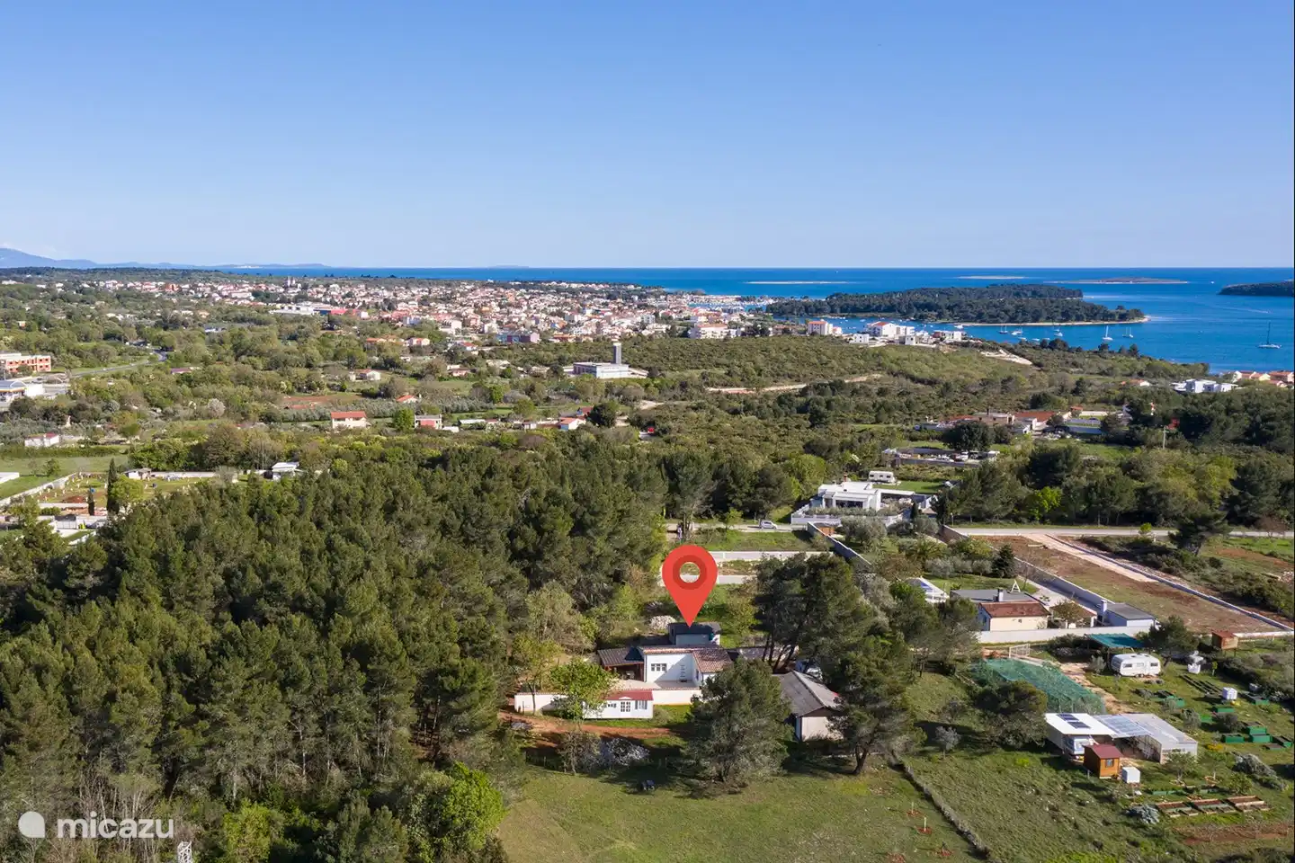 Ubicación de la casa con vista a Medulin
