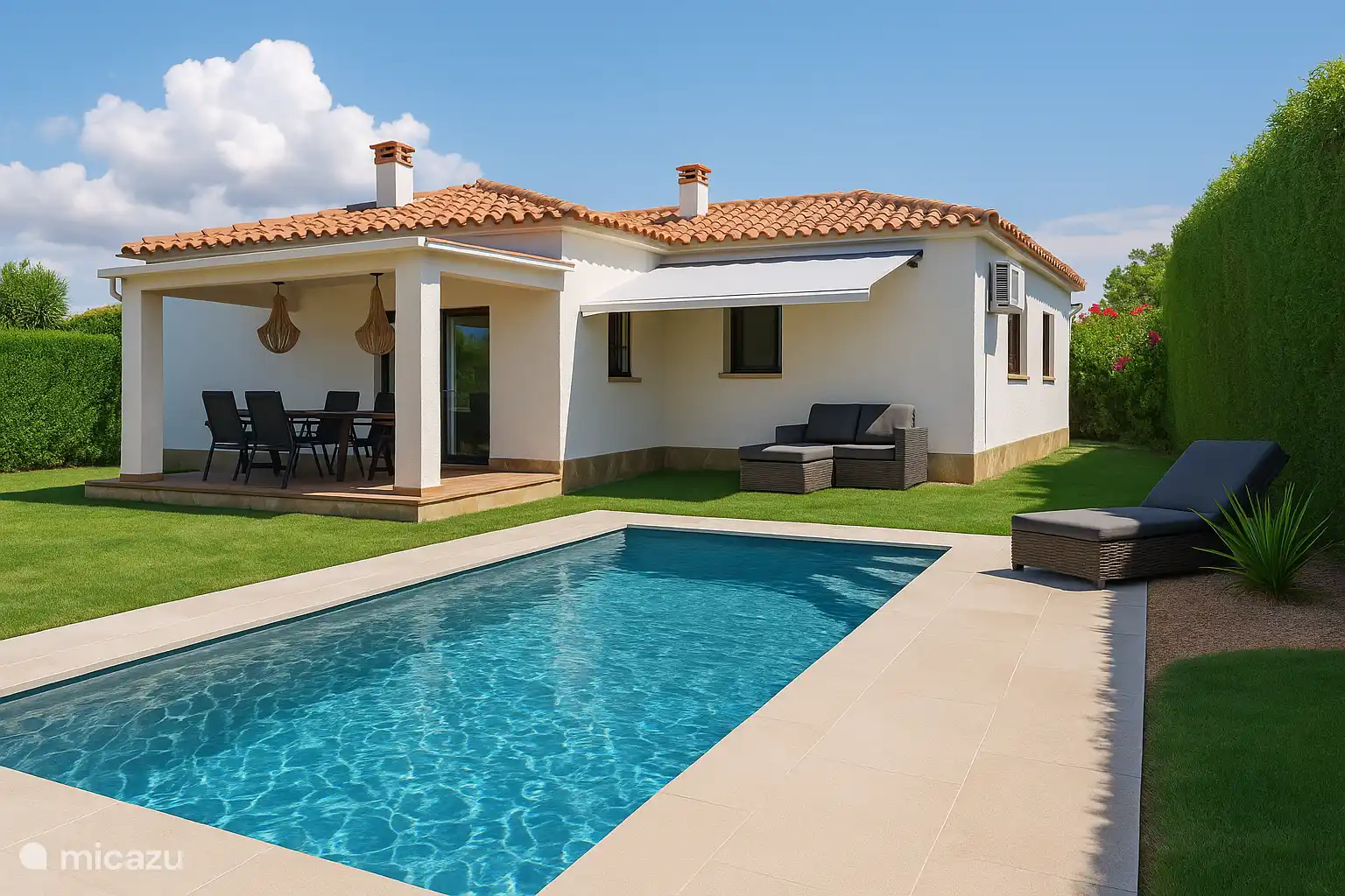 IMPRESSIE van het zwembad. Zwembad is in aanbouw. 