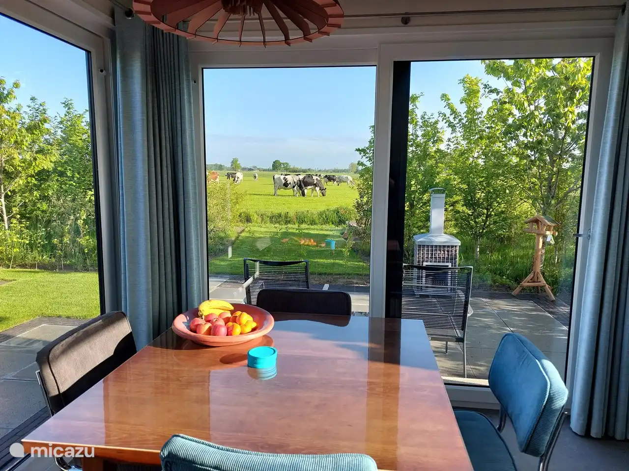 Blick vom Wohnzimmer über die Wiesen