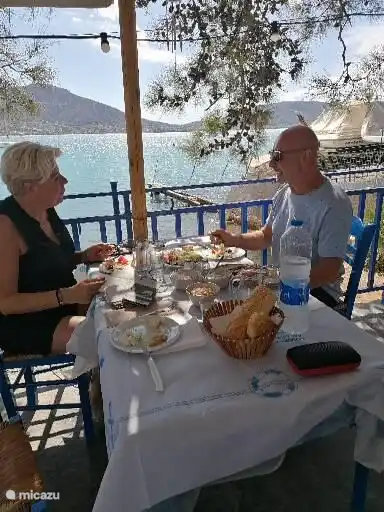 authentic food at Karnagio with sea view