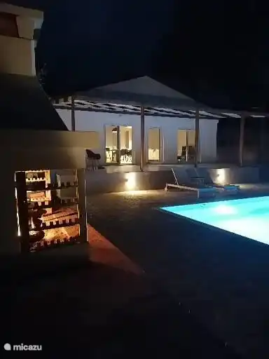 in the evening the pool is lit