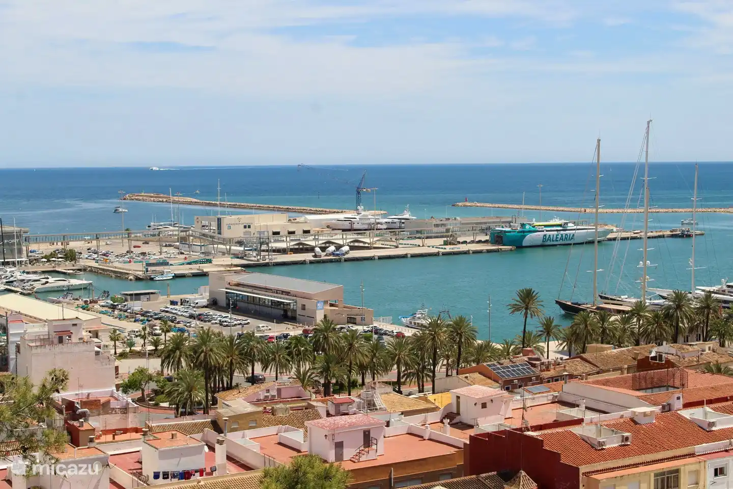 The port of Dénia with the Balearia. Because of this ferry, the city is in direct connection with the always bustling Ibiza.