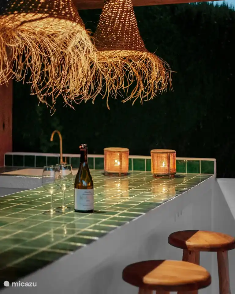 Bar/bbq dans la pergola avec frigo et évier