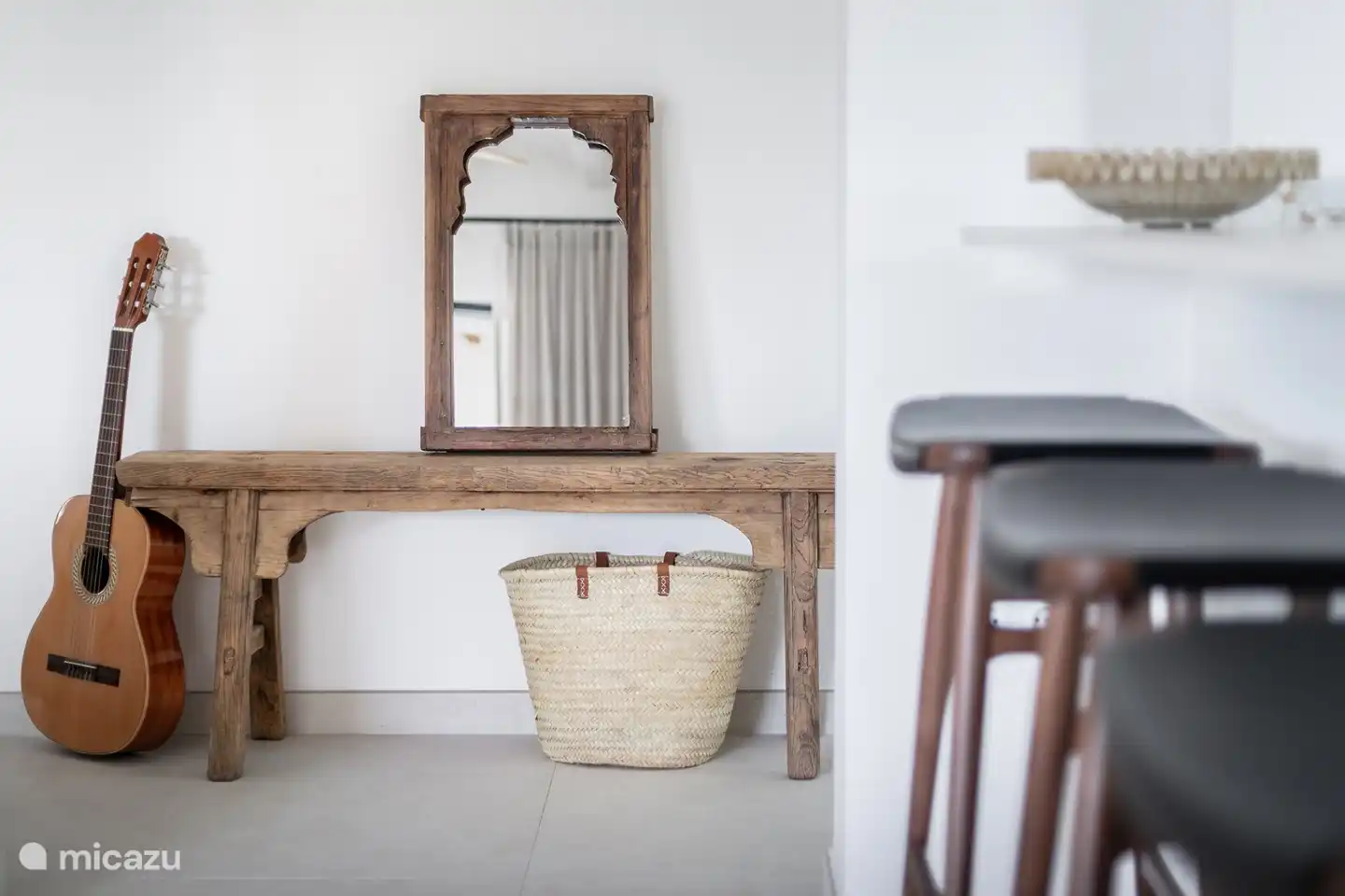 Détail : rideaux transparents en lin