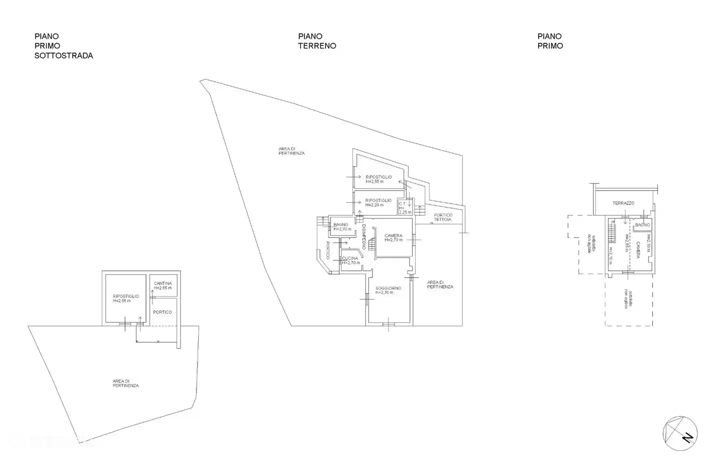 Plano de planta con altura de las habitaciones, la superficie es superior a 100m2