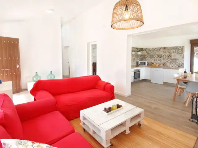Casa Maria huren in Spanje, Costa del Sol, Comares - vakantiehuis Salon, keuken en hal zijn open met veel lichtinval.