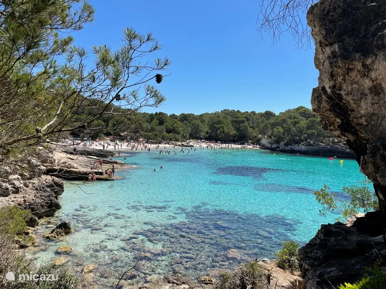 One of the many virgin beaches on the island, with always crystal clear water