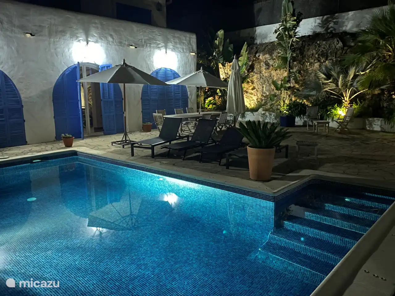 Übersicht Terrasse und Swimmingpool.