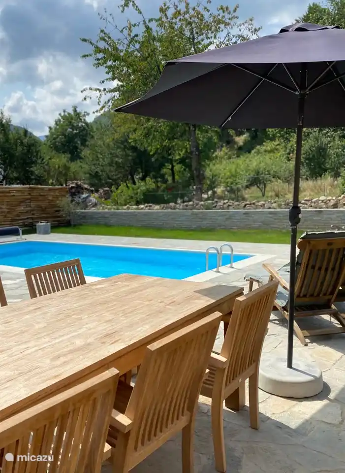 after strenuous activities, relax by the pool.