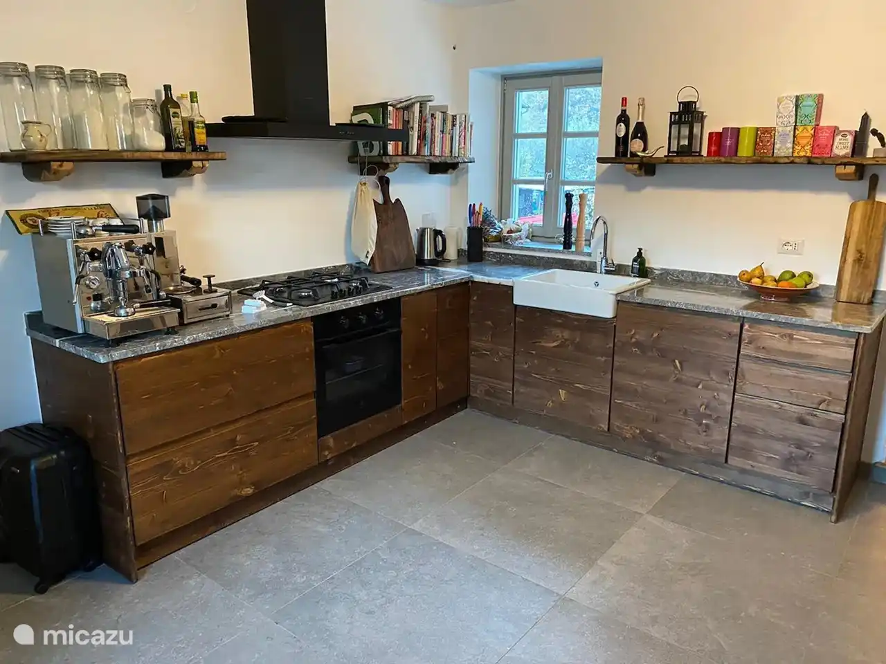 The kitchen is nice and big.